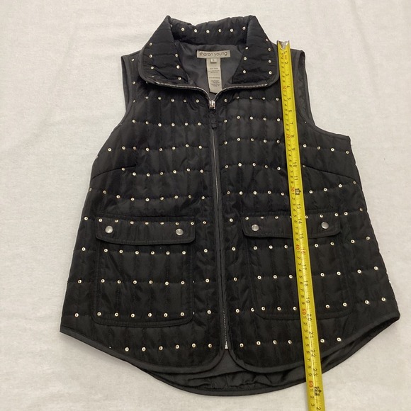 VTG Sharon Young Quilted Vest Studded Padded Sleeveless Jacket Top Sz S - Picture 4 of 8
